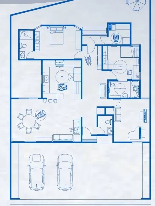 Plano modificado con cocina, lavandería y recámara adaptadas